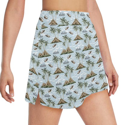 Aloha Hawaii island Design Themed Print 17" Golf & Pickleball Skort with Pockets
