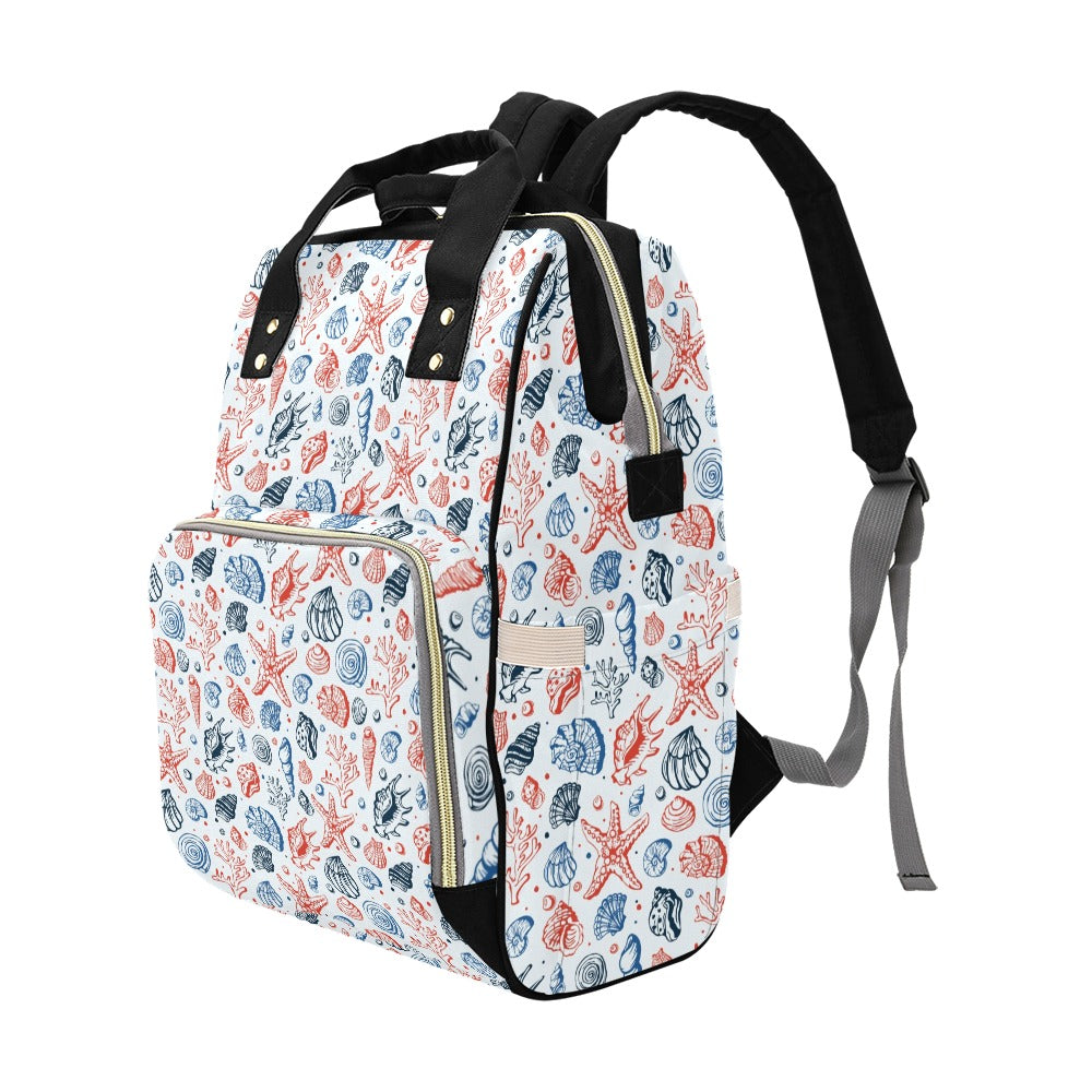 Seashell Print Design LKS307 Diaper Bag Backpack