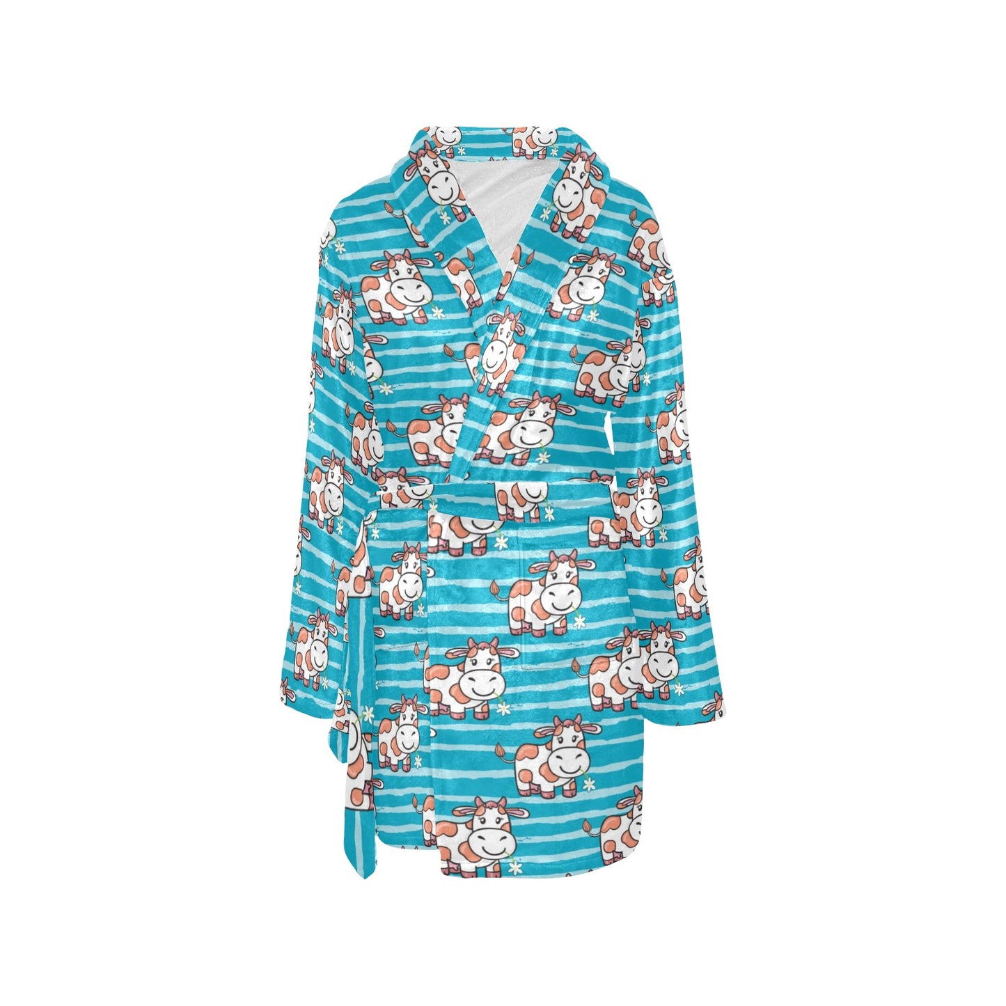 Cow Cute Print Pattern Women's Fleece Robe