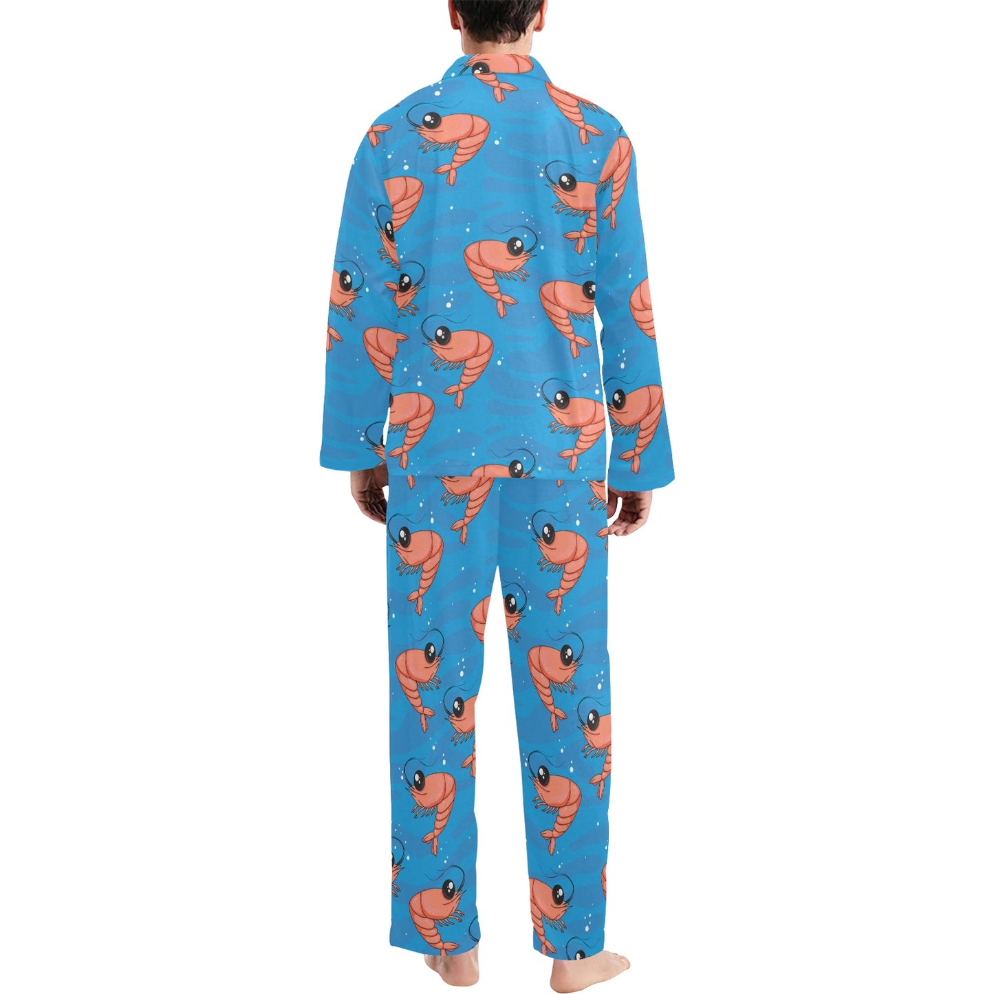 Prawn Cute Pattern Print Design 03 Men's Long Pajama Set