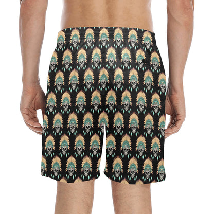 American indian Skull Pattern Men's Swim Trunks Beach Shorts
