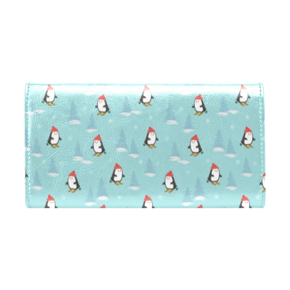 Ski Penguin Print Design LKS304 Women's Trifold Wallet