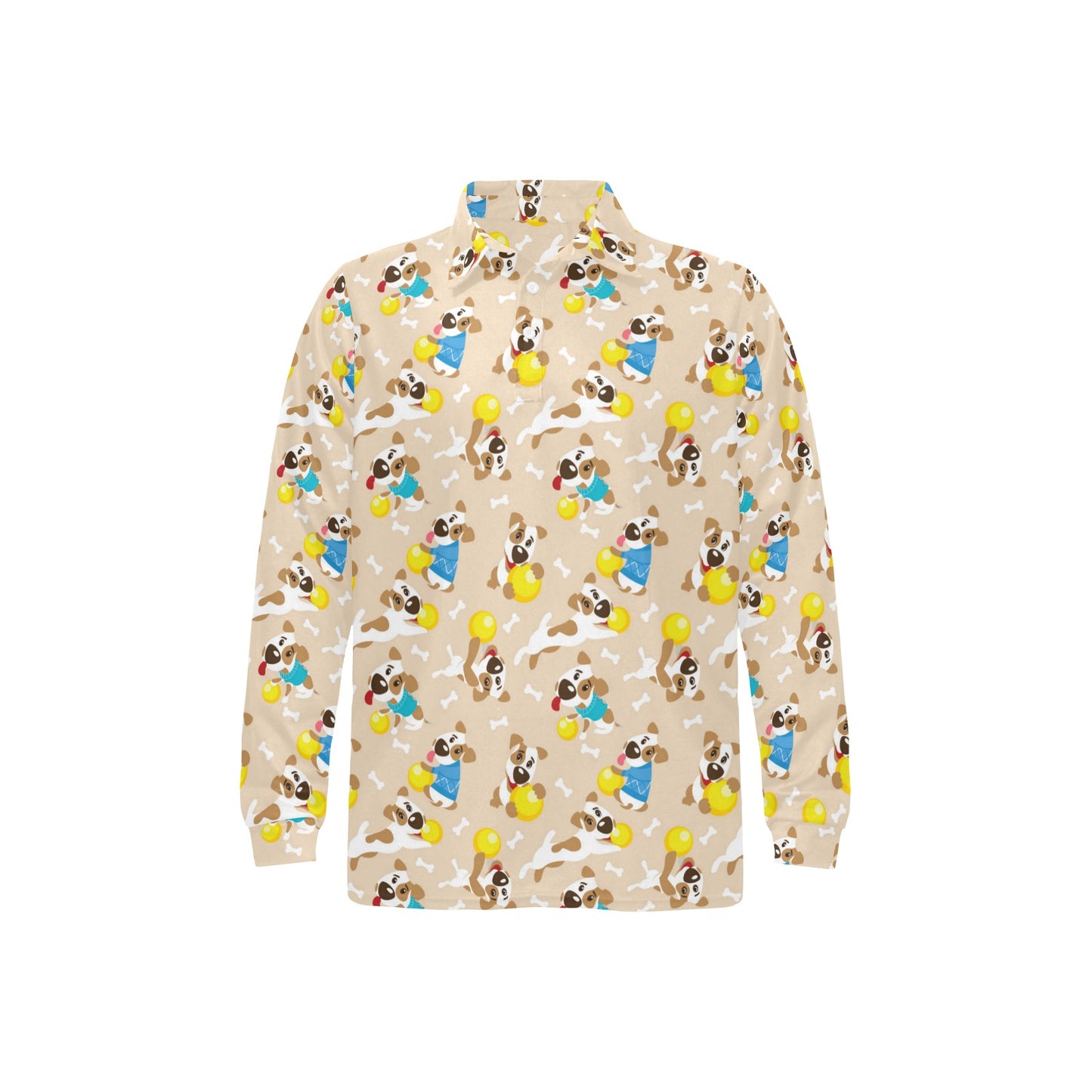 Russell Terriers Cute Print Design LKS304 Long Sleeve Polo Shirt For Men's