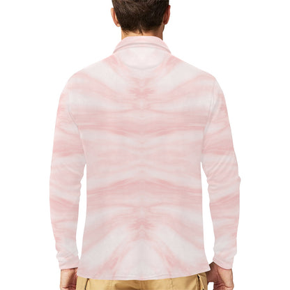Marble Pattern Print Design 03 Long Sleeve Polo Shirt For Men's