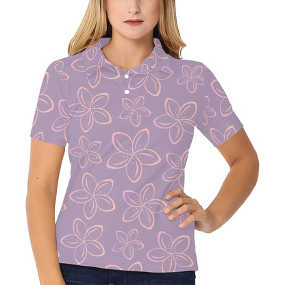 Plumeria Pattern Print Design A01 Women's Polo Shirt