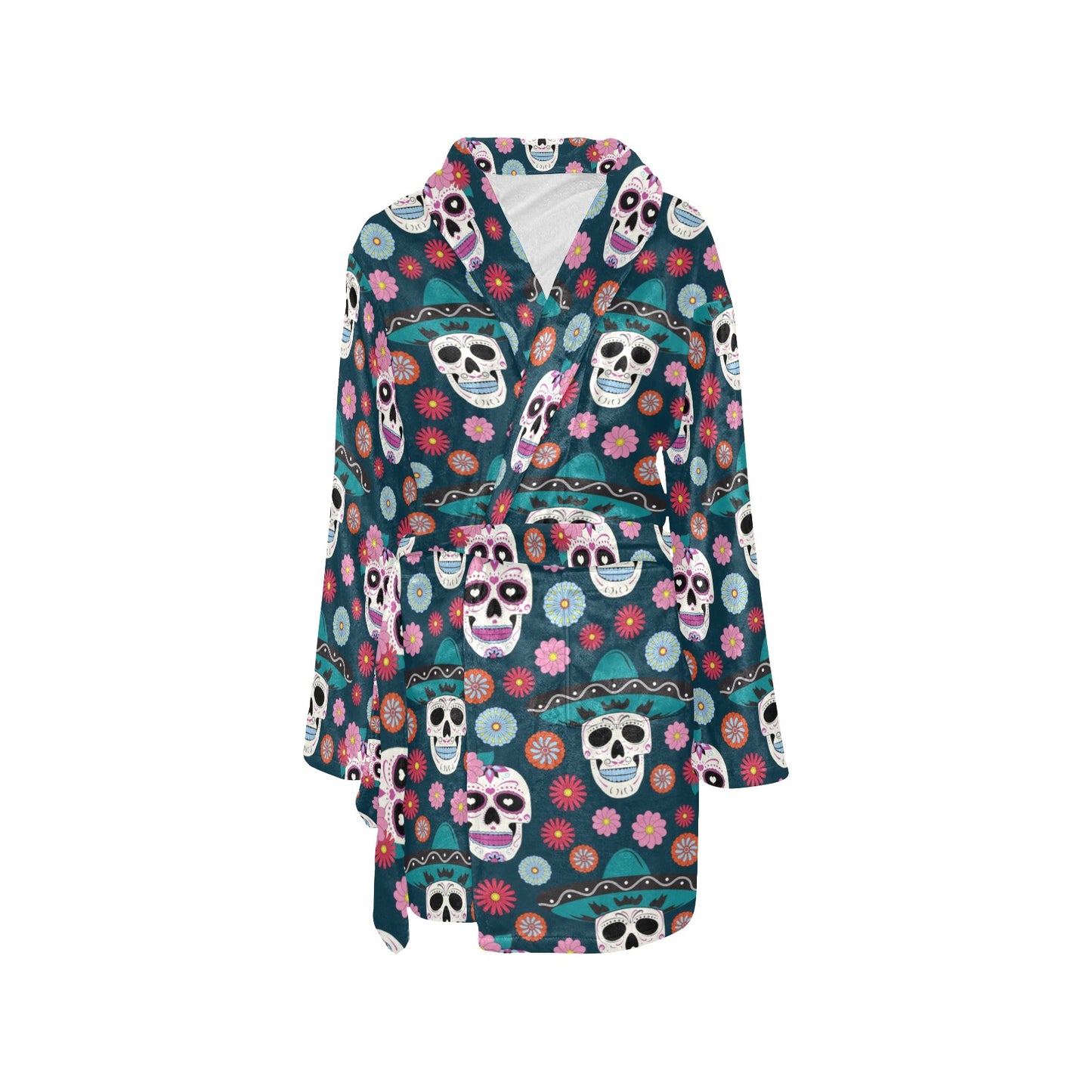 Sugar Skull Print Design LKS308 Women's Fleece Robe