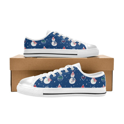 Snowman Print Design LKS306 Women's White Low Top Shoes