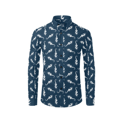 SeaHorse Print Design LKS402 Men's Long Sleeve Dress Shirt