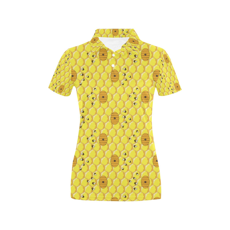 Honey Bee Print Design LKS303 Women's Polo Shirt