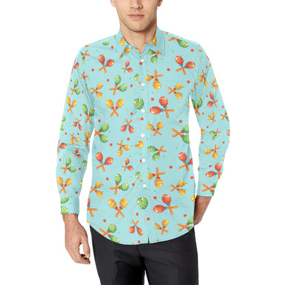 Maracas Print Design LKS402 Men's Long Sleeve Dress Shirt
