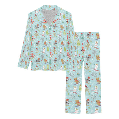 Ski Fox Cute Print Design LKS303 Women's Long Pajama Set