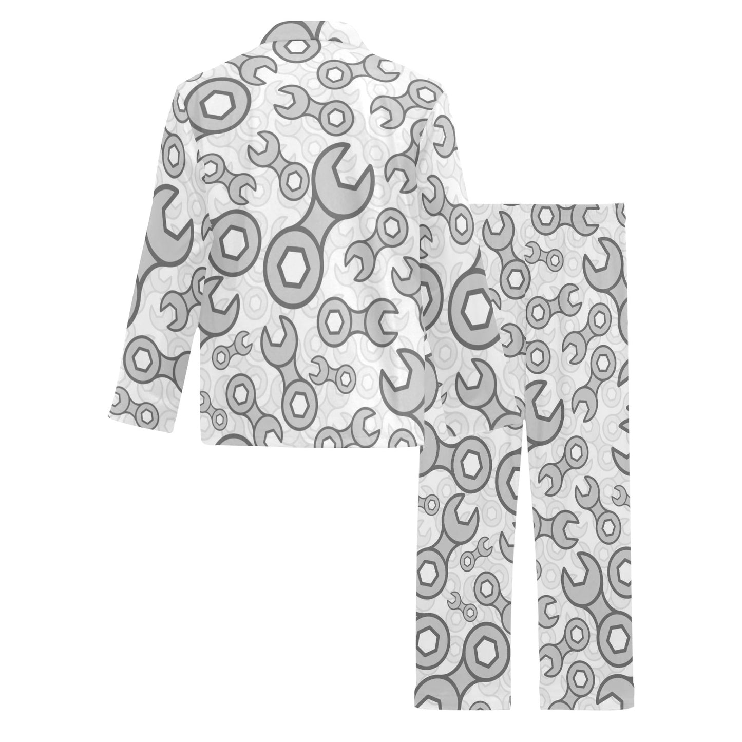 Mechanic Pattern Print Design 05 Men's Long Pajama Set