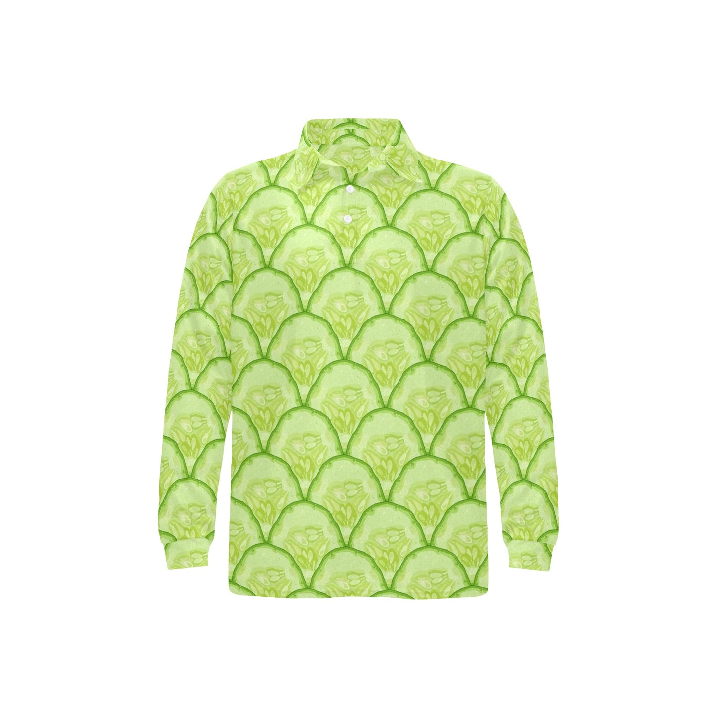 Cucumber Pattern Print Design CC04 Long Sleeve Polo Shirt For Men's