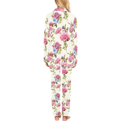 Carnations Pattern Print Design CN02 Women's Long Pajama Set