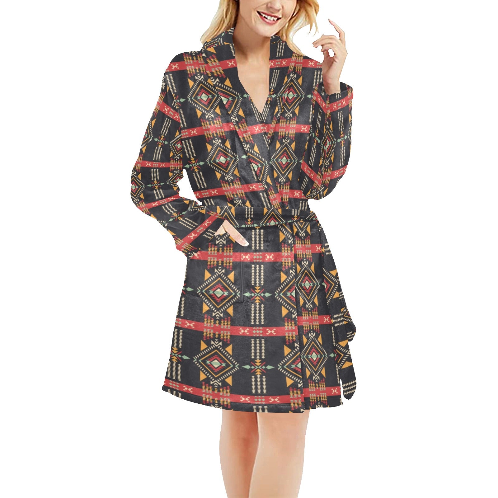 Southwest Pattern Print Design LKS303 Women's Fleece Robe