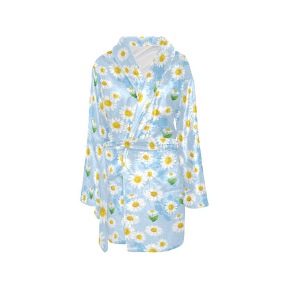 Daisy Pattern Print Design DS010 Women's Fleece Robe