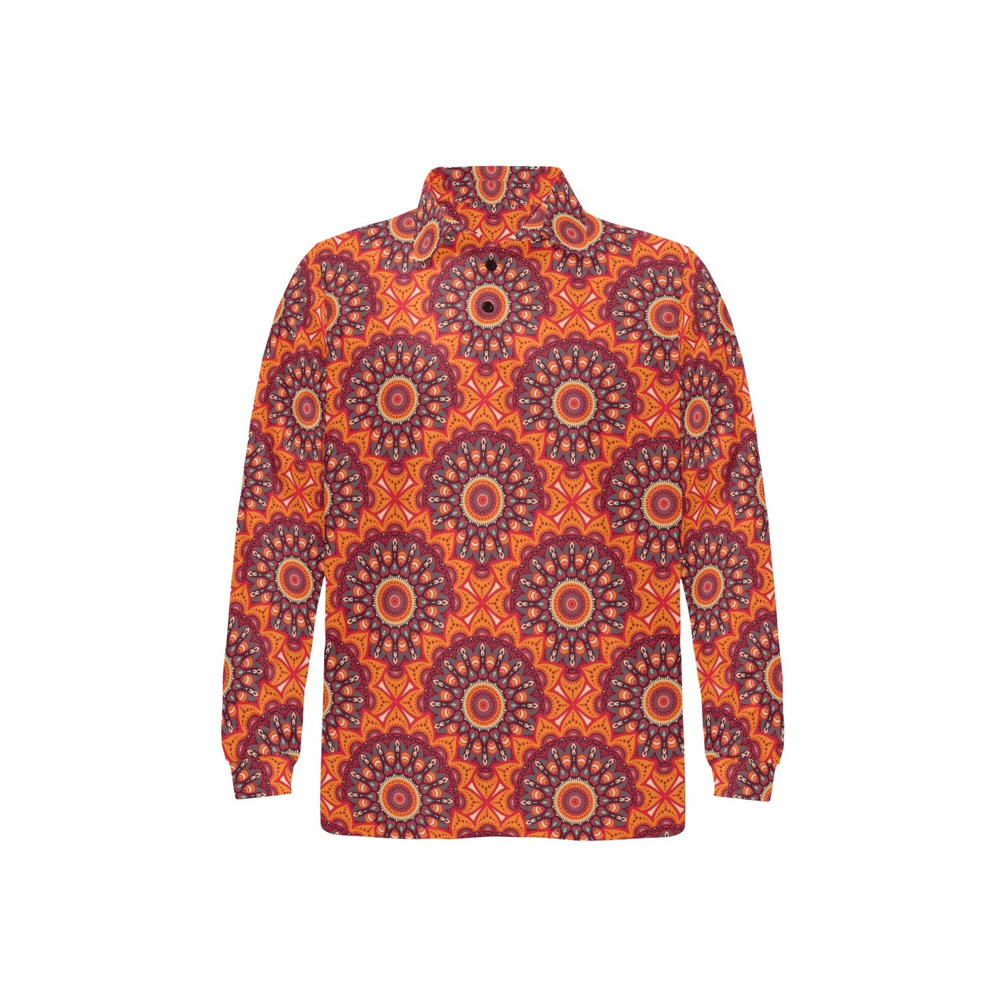 Bohemian Pattern Print Design 04 Long Sleeve Polo Shirt For Men's