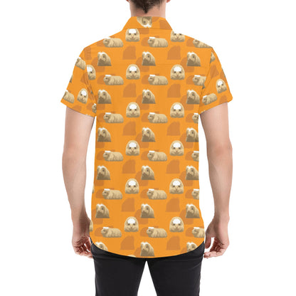 Guinea Pig Print Design LKS403 Men Short Sleeve Button Up Shirt