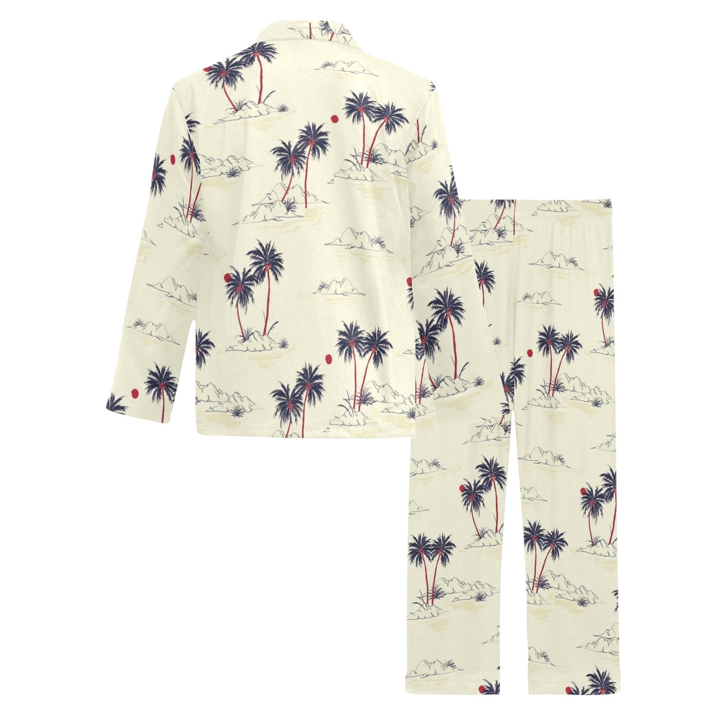 Palm Tree Pattern Print Design PT08 Men's Long Pajama Set