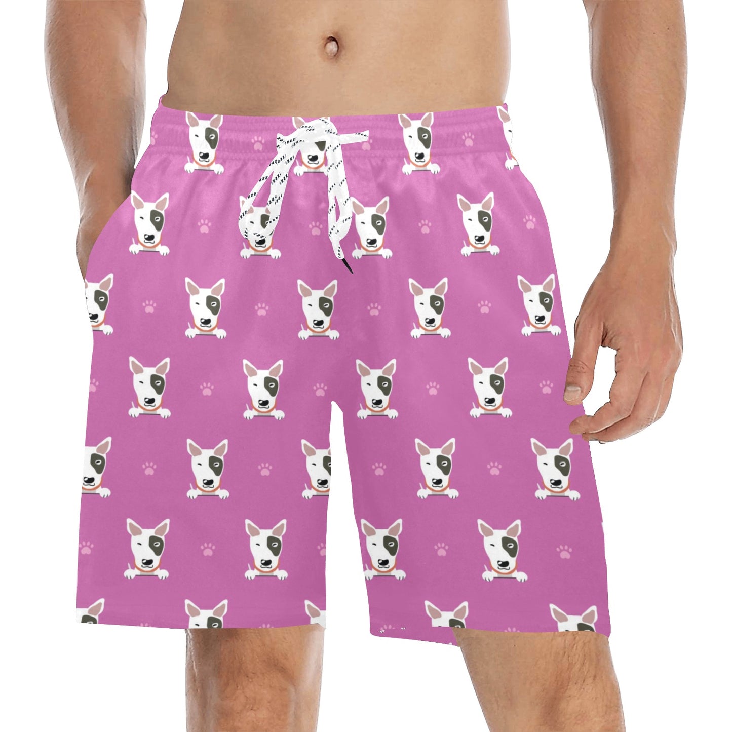 Bull Terrier Happy Print Pattern Men's Swim Trunks Beach Shorts