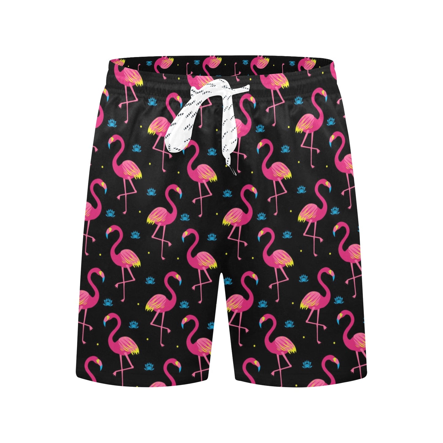 Flamingo Pink Neon Print Pattern Men's Swim Trunks Beach Shorts