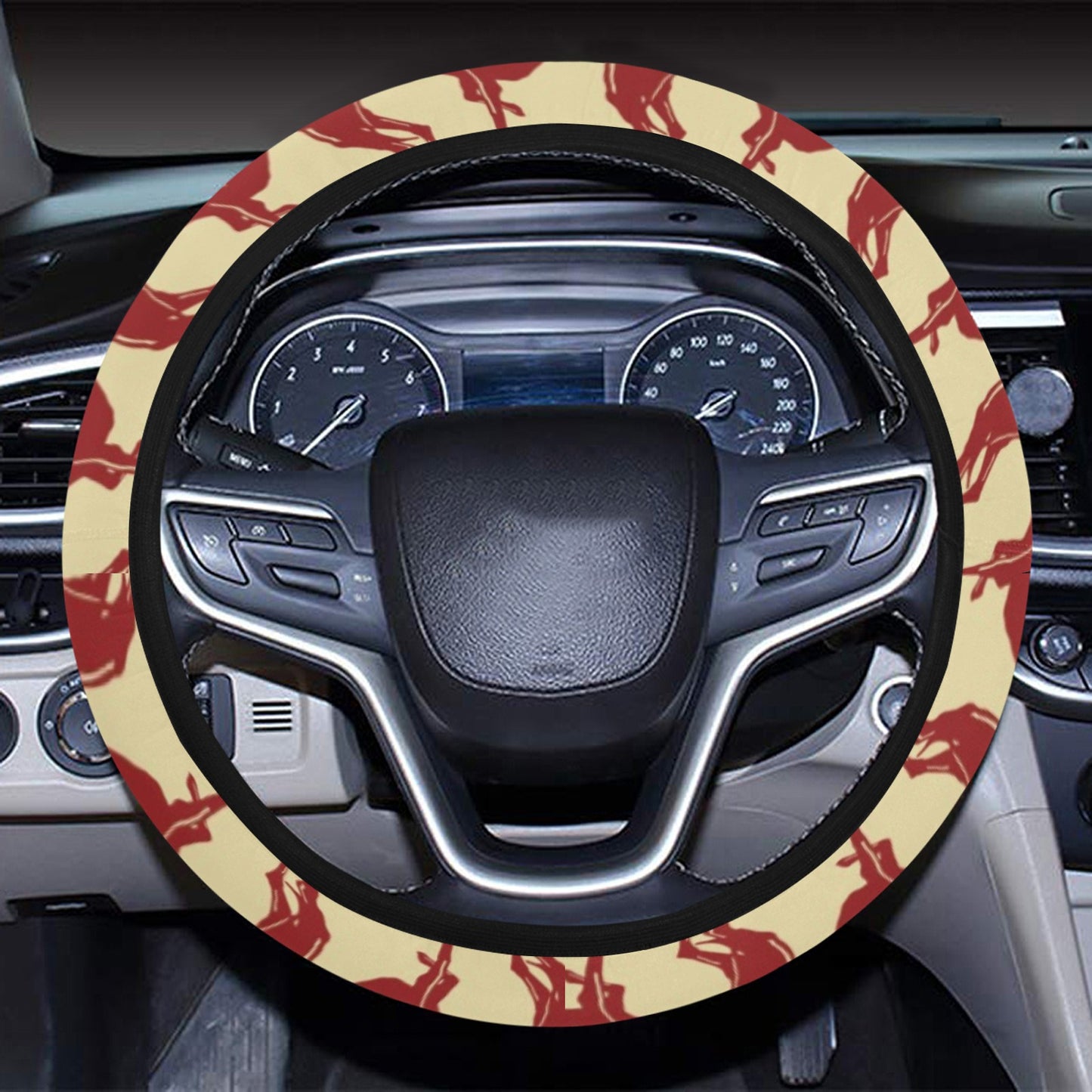 Whippets Print Design LKS301 Steering Wheel Cover with Elastic Edge