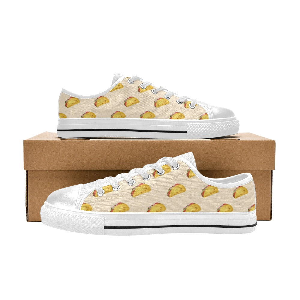 Taco Print Design LKS302 Women's White Low Top Shoes