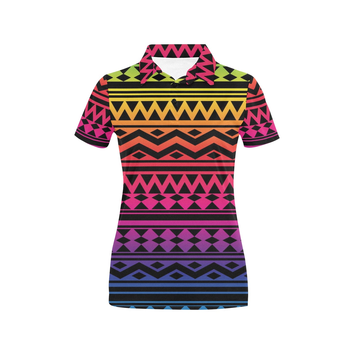 Rainbow Tribal Pattern Print Design A02 Women's Polo Shirt