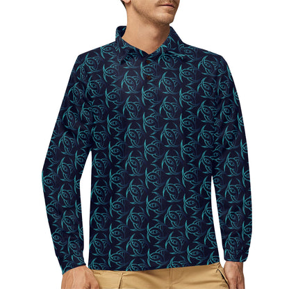 Vikings Print Design LKS302 Long Sleeve Polo Shirt For Men's