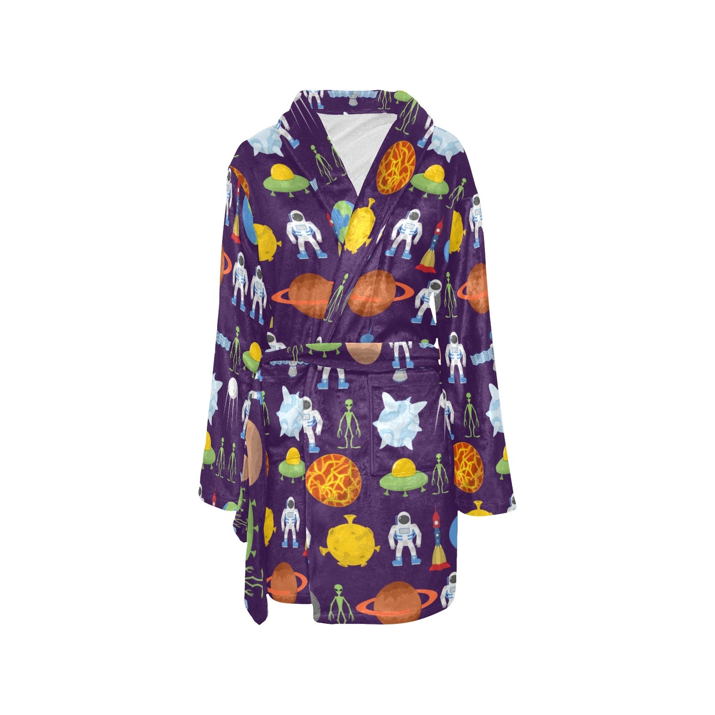 Alien Astronaut Planet Women's Fleece Robe