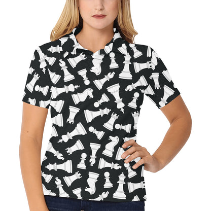 Chess Pattern Print Design 01 Women's Polo Shirt