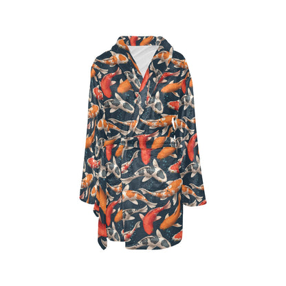 Koi Carp Cute Design Themed Print Women's Fleece Robe