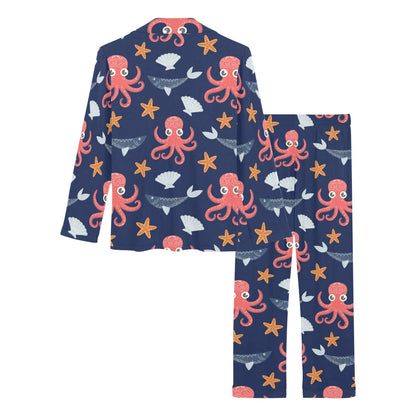 Octopus Pattern Print Design A04 Women's Long Pajama Set
