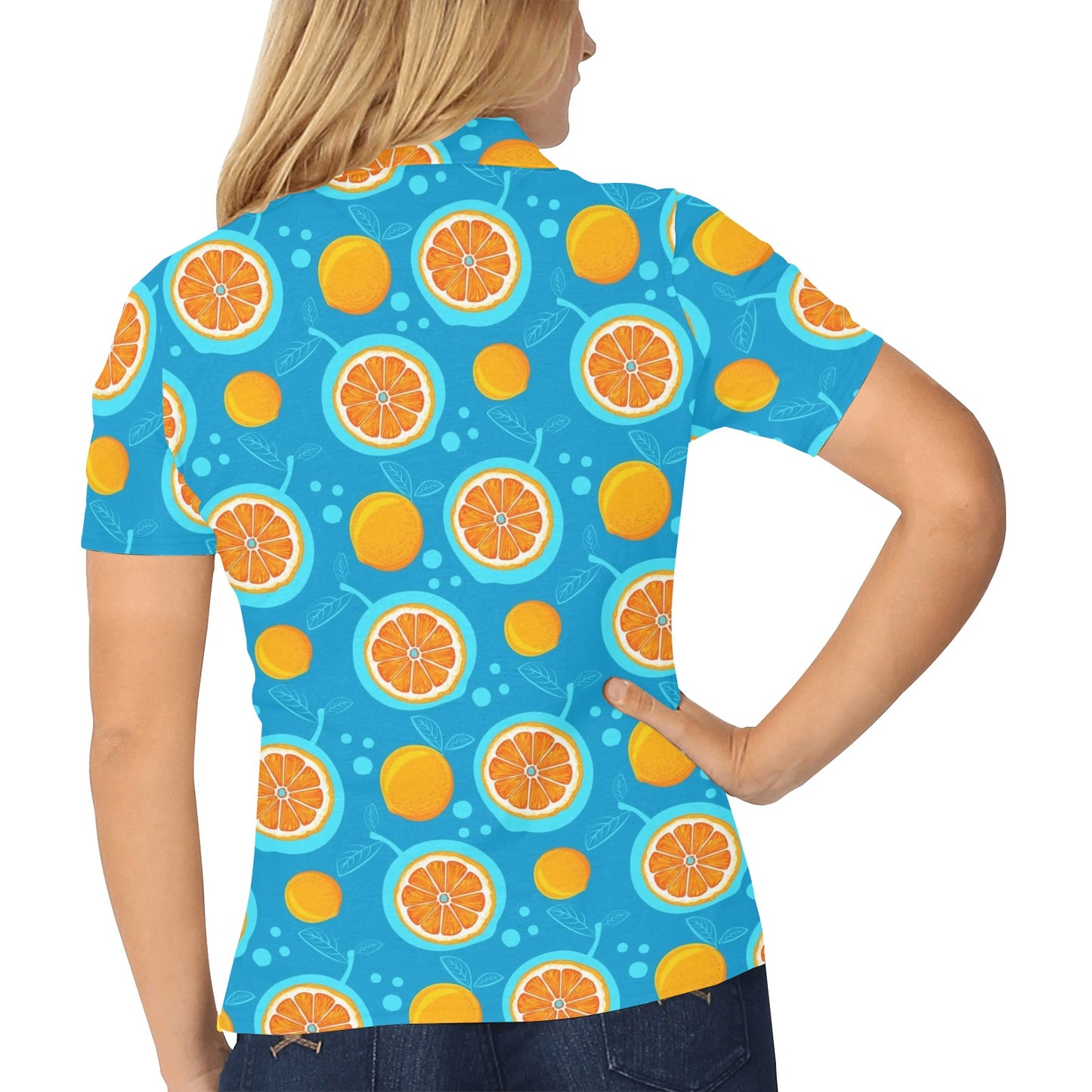 Grapefruit Pattern Print Design GF03 Women's Polo Shirt
