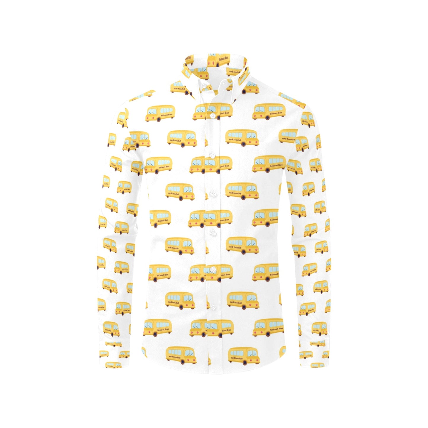 School Bus Print Design LKS306 Men's Long Sleeve Dress Shirt