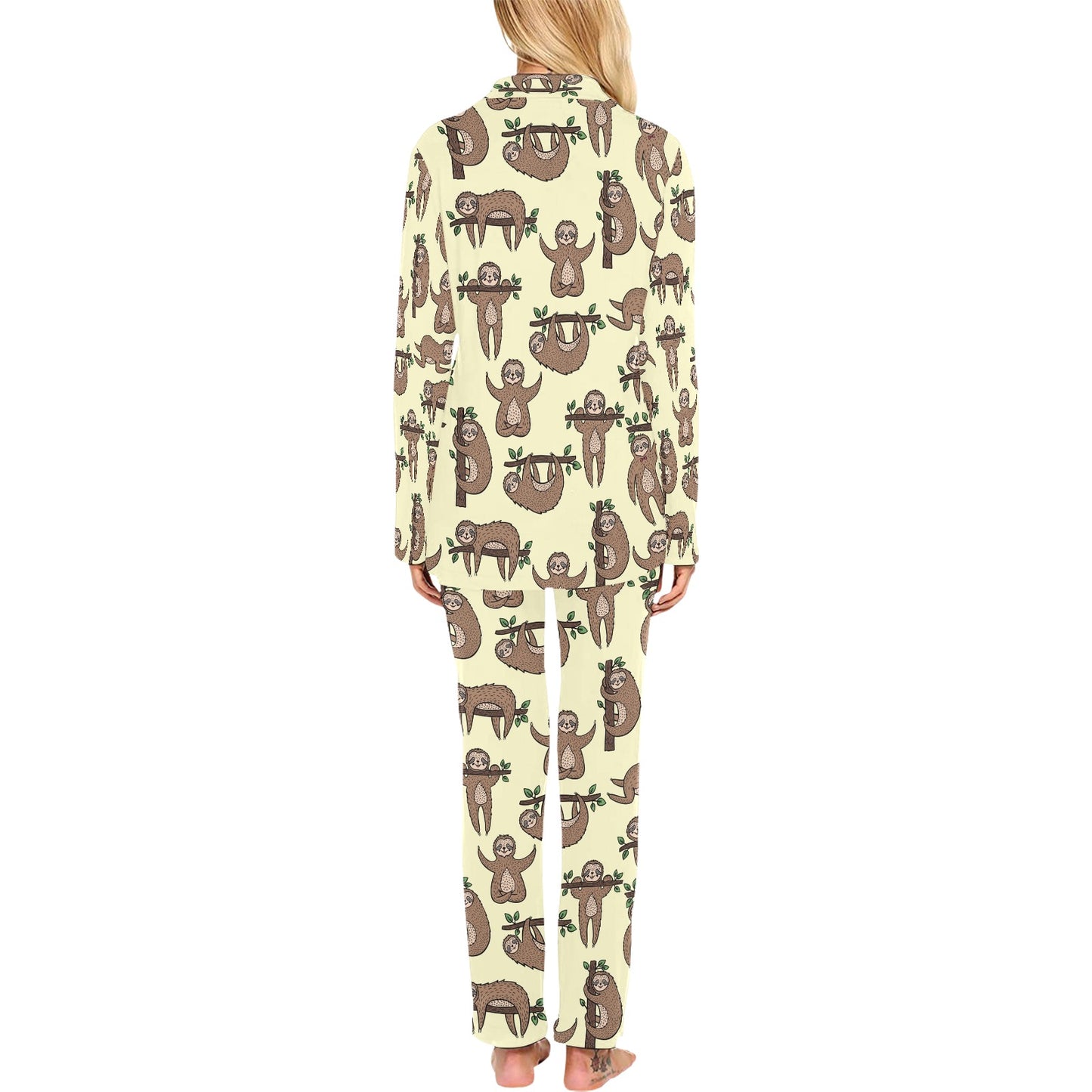Sloth Print Design LKS3010 Women's Long Pajama Set