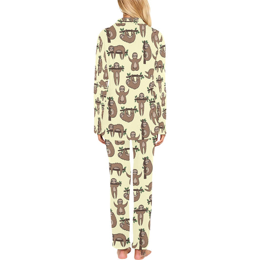 Sloth Print Design LKS3010 Women's Long Pajama Set