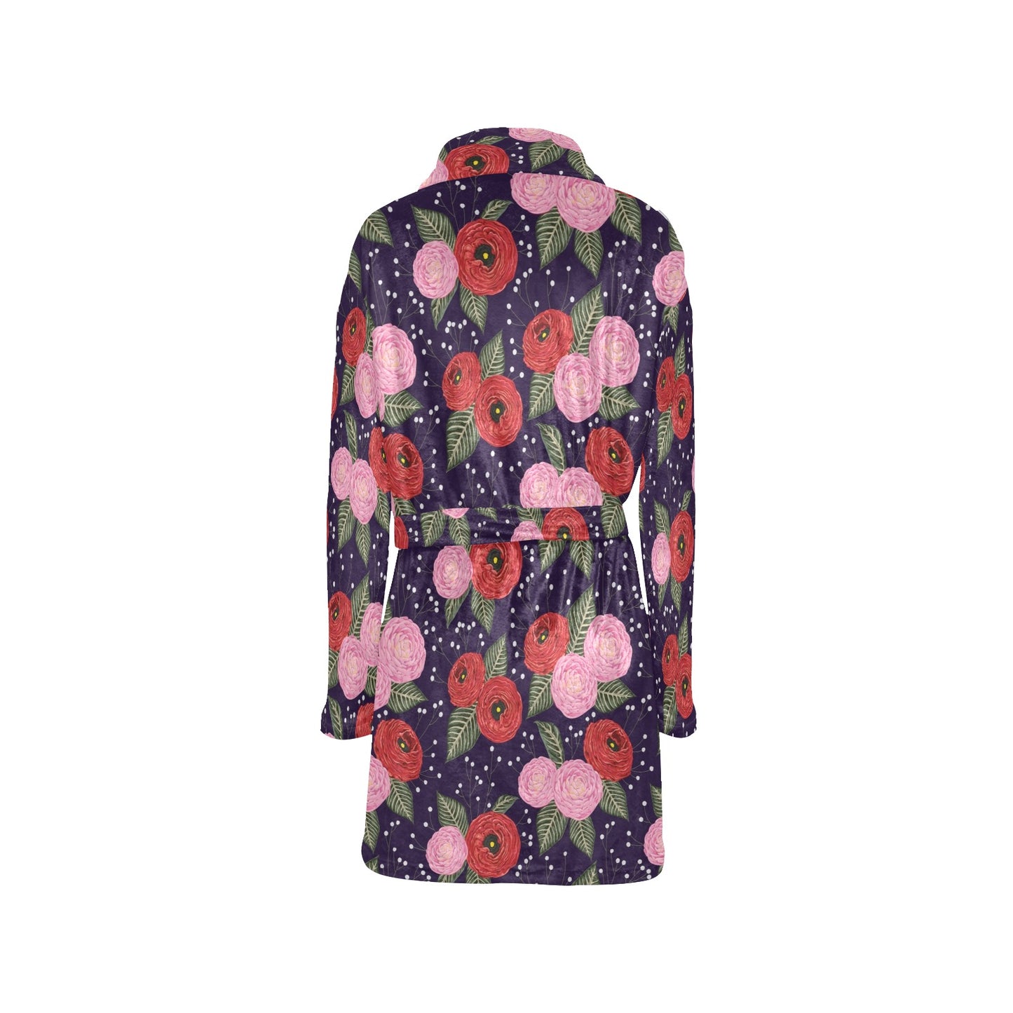 Camellia Pattern Print Design CM02 Women's Fleece Robe