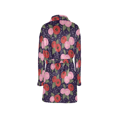 Camellia Pattern Print Design CM02 Women's Fleece Robe