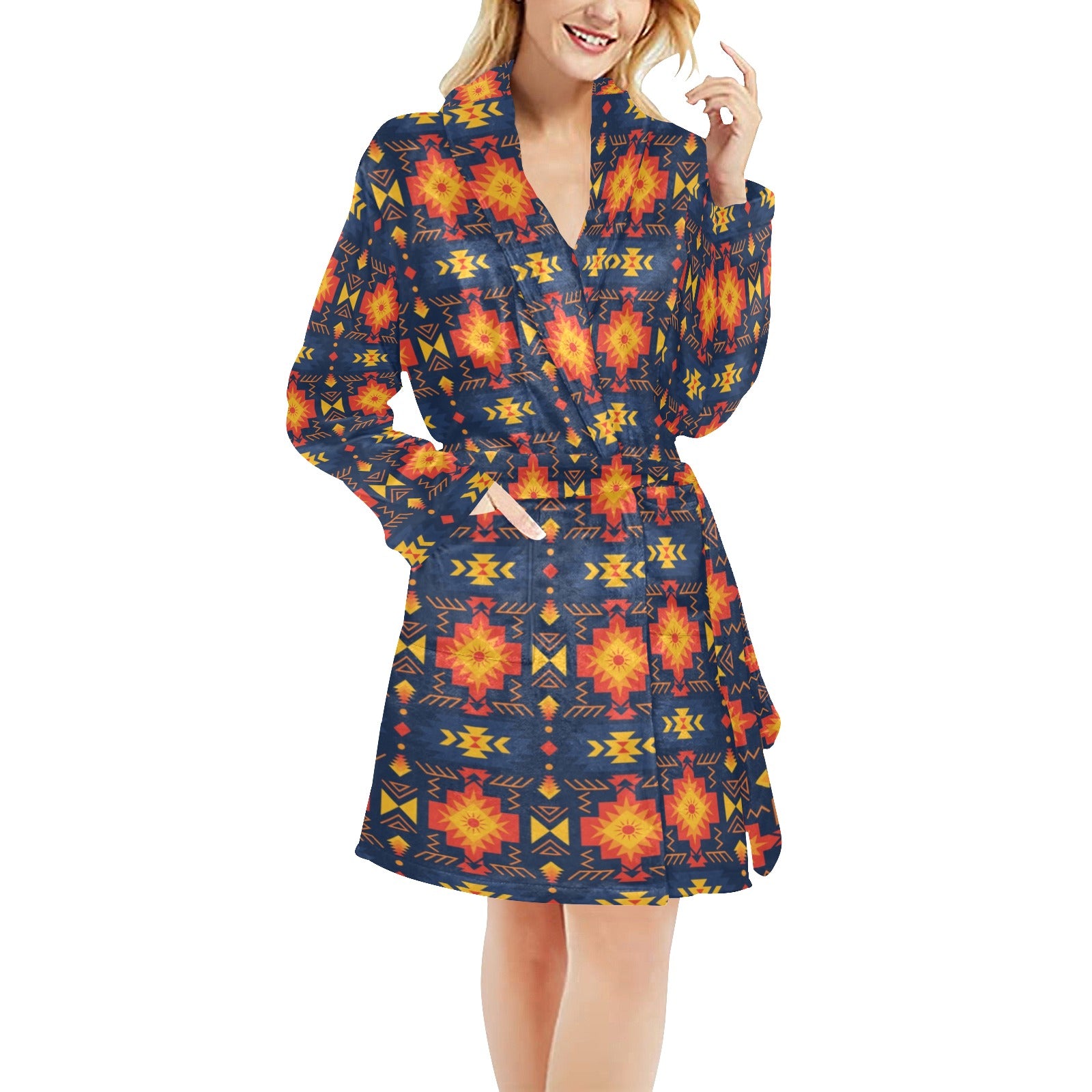 Southwest Pattern Print Design LKS307 Women's Fleece Robe