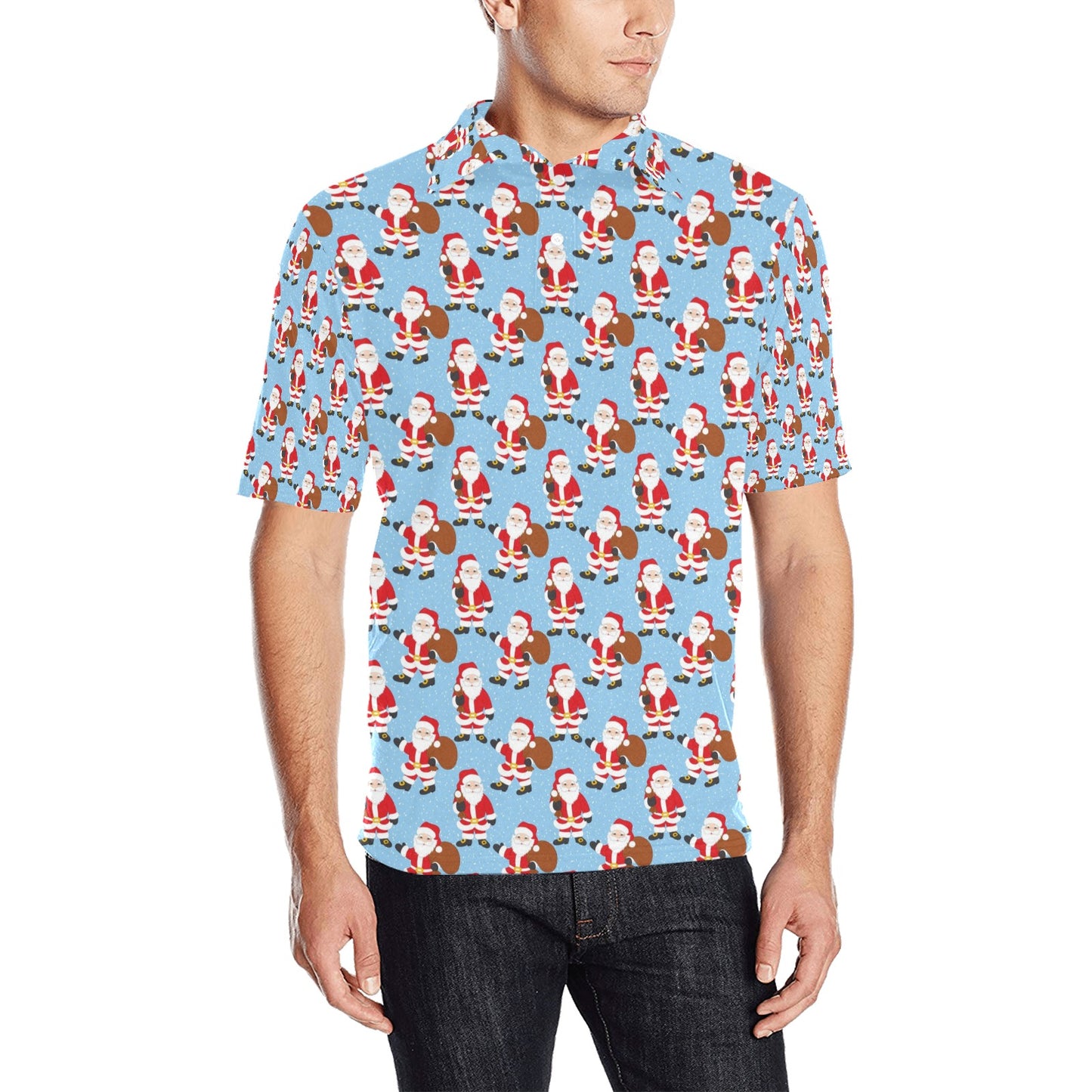 Santa Christmas Themed Print Design LKS305 Men Polo Shirt