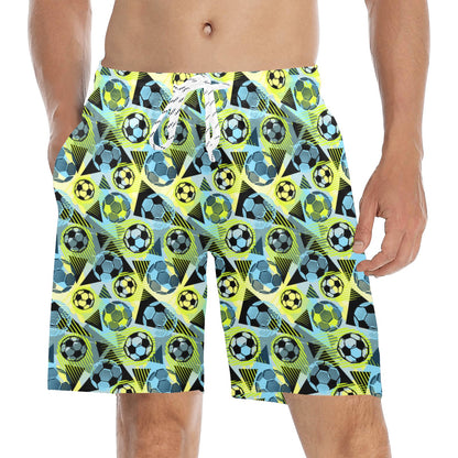 Soccer Ball Themed Print Design Men's Swim Trunks Beach Shorts