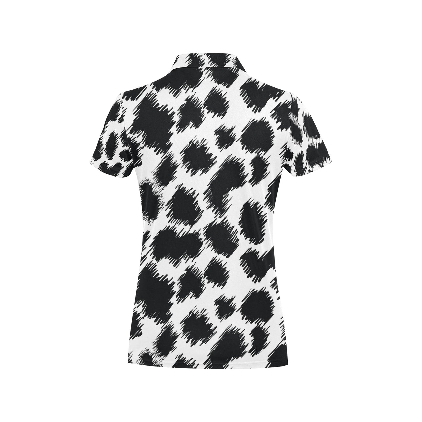 Cheetah Black Print Pattern Women's Polo Shirt