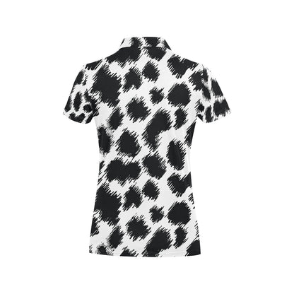 Cheetah Black Print Pattern Women's Polo Shirt