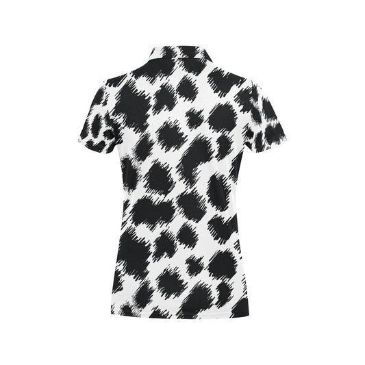 Cheetah Black Print Pattern Women's Polo Shirt