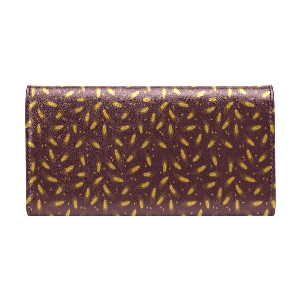 Agricultural Gold Wheat Print Pattern Women's Trifold Wallet