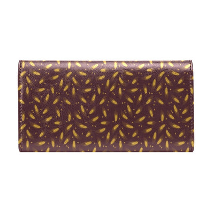 Agricultural Gold Wheat Print Pattern Women's Trifold Wallet