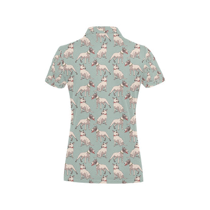 Bull Terrier Cute Print Pattern Women's Polo Shirt