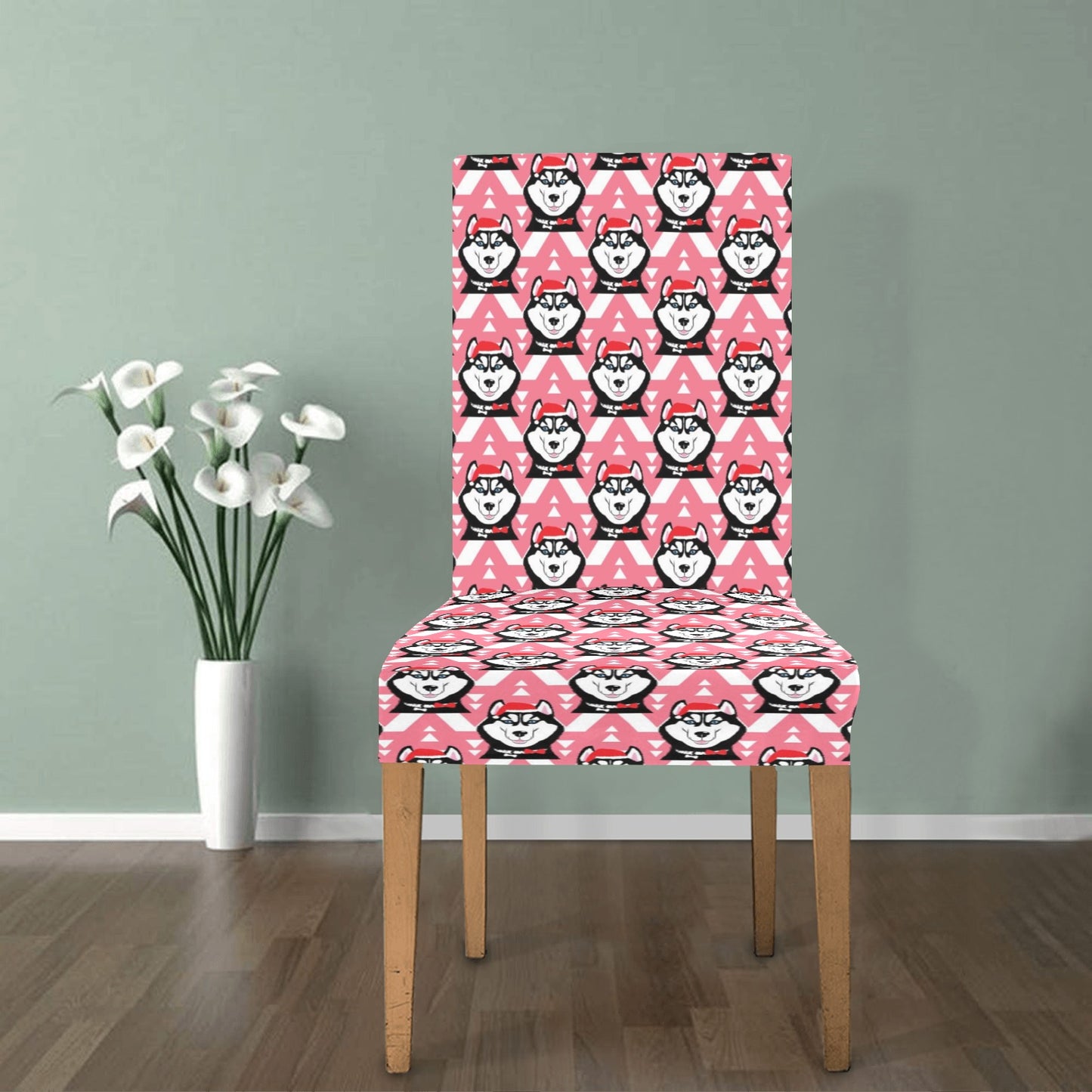 Siberian Huskies Christmas Themed Print Design LKS302 Dining Chair Slipcover