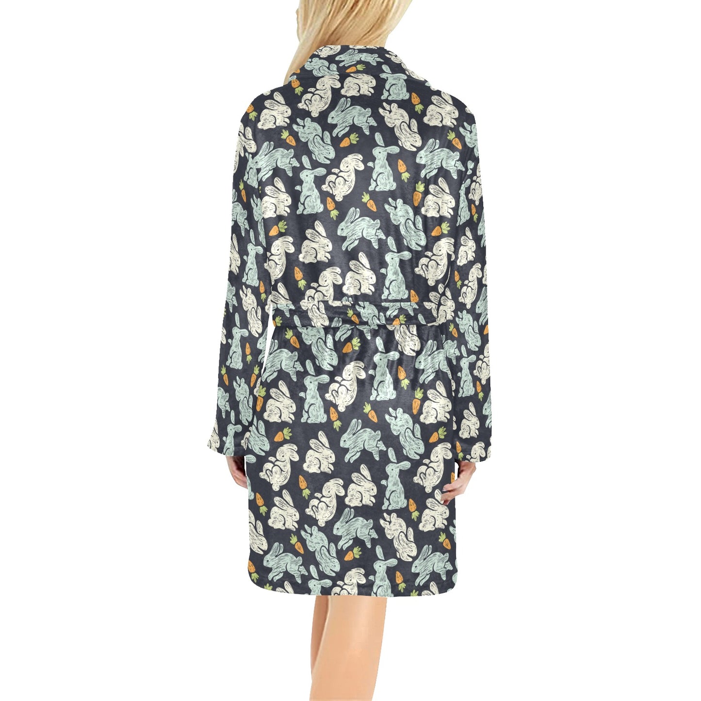 Bunny Pattern Print Design 04 Women's Fleece Robe